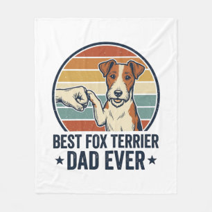 Best Fox Terrier Dad Ever Vintage Dog Lover Shirt_ Fleece Blanket