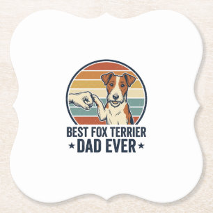 Best Fox Terrier Dad Ever Vintage Dog Lover Shirt_ Paper Coaster