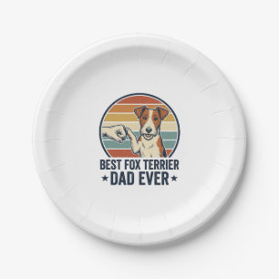 Best Fox Terrier Dad Ever Vintage Dog Lover Shirt_ Paper Plate