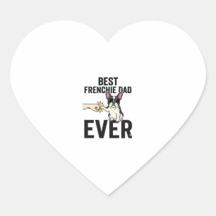 Best Frenchie Dad Ever Funny Bulldog Shirt Design_ Heart Sticker