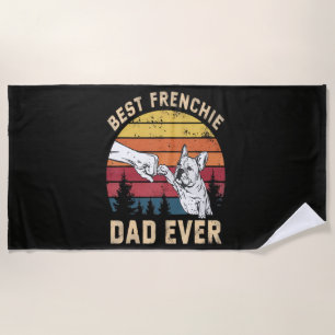 Best Frenchie Dad Ever Retro Beach Towel