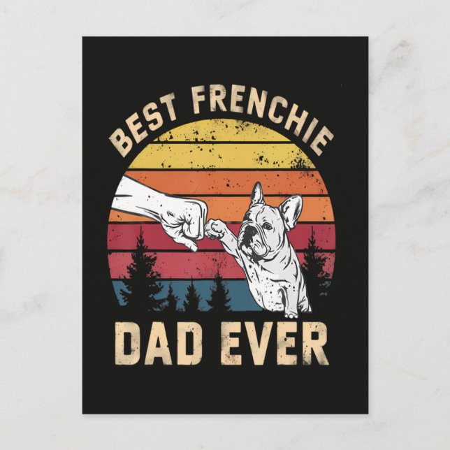 Best Frenchie Dad Ever Retro Invitation Postcard (Front)