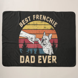 Best Frenchie Dad Ever Retro Sherpa Blanket