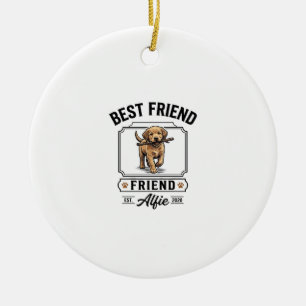 Best Friend Alfie Vintage Dog Lover Design_1 Ceramic Ornament