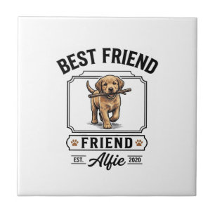 Best Friend Alfie Vintage Dog Lover Design_1 Ceramic Tile