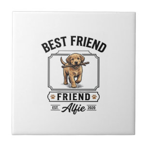 Best Friend Alfie Vintage Dog Lover Design_1 Ceramic Tile