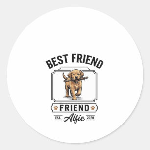 Best Friend Alfie Vintage Dog Lover Design_1 Classic Round Sticker