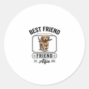 Best Friend Alfie Vintage Dog Lover Design_1 Classic Round Sticker