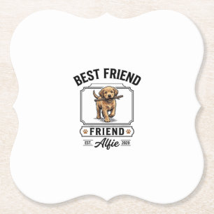 Best Friend Alfie Vintage Dog Lover Design_1 Paper Coaster