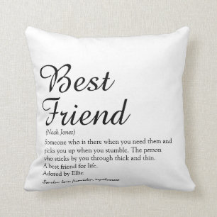 Best Friend BFF Definition Black and White Script Cushion