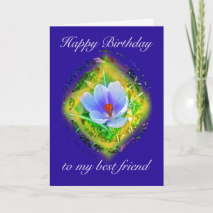 Best Friend Birthday Blue Crocus Card