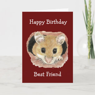 Best Friend Birthday Cute Peeking Mouse Fun Card
