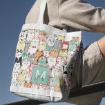 Best Friend Birthday Gift Cats Lover Name Travel  Tote Bag<br><div class="desc">Embrace the playful side of feline love with this delightful tote bag featuring a vibrant watercolor cat pattern. Perfect for birthdays and beyond. Personalizable.</div>