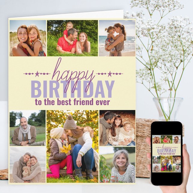 Best Friend Birthday Photo Collage Personalised Card (Creator Uploaded)