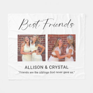 Best Friend Calligraphy 2 Photo Collage Quote Gift Fleece Blanket