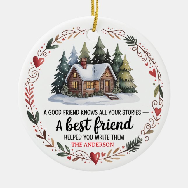 Best Friend Christmas | Personalised Holiday Ceramic Ornament (Front)