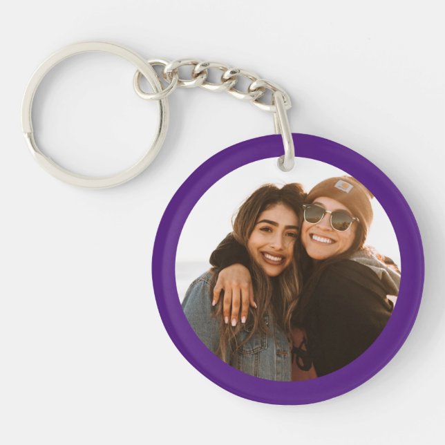 Best Friend Custom Photo Create your own purple Key Ring (Front)