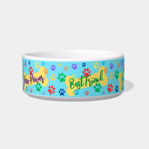 Best Friend Customisable Paws & Bones Dog Bowl