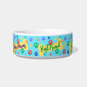 Best Friend Customizable Paws & Bones Dog Bowl