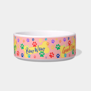 Best Friend Customizable Paws & Bones  Dog Bowl