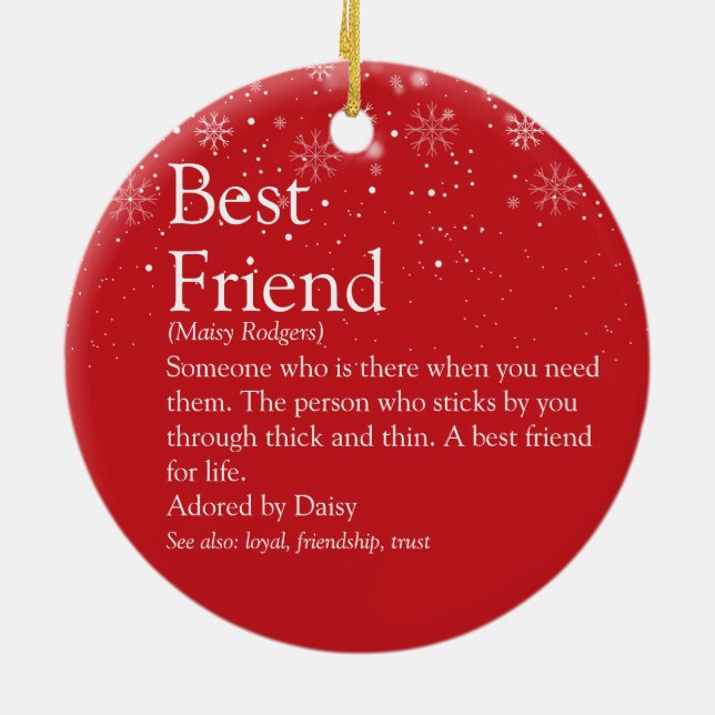 Best Friend Definition Christmas Photo Ceramic Ornament (Back)