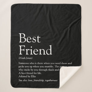 Best Friend Definition Personalised Black Sherpa Blanket