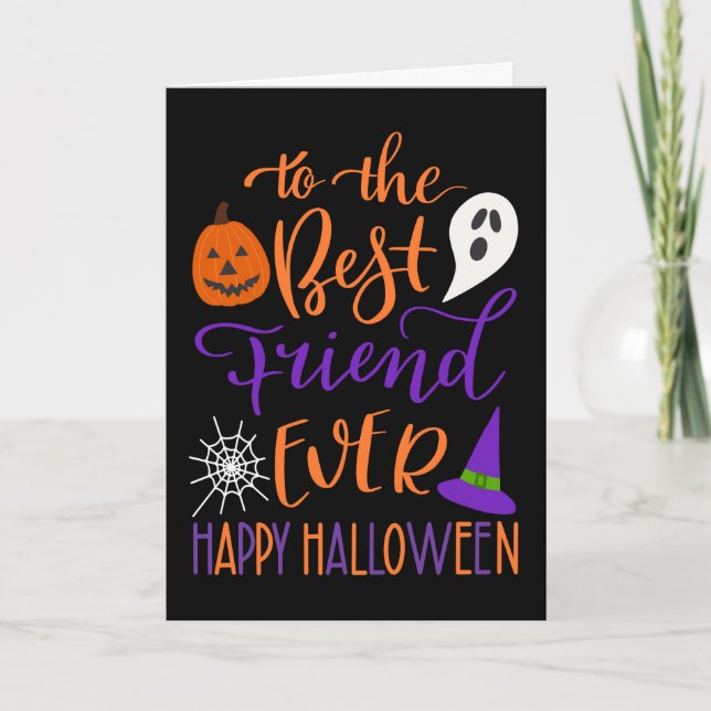 Best Friend Ever Halloween in Orange and Purple Card (Front)