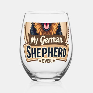 Best Friend Ever My German Shepherd Vintage Dog Lo Stemless Wine Glass