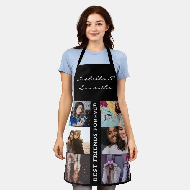 Best Friend Forever Custom 6 Photo collage & Name  Apron (Worn)