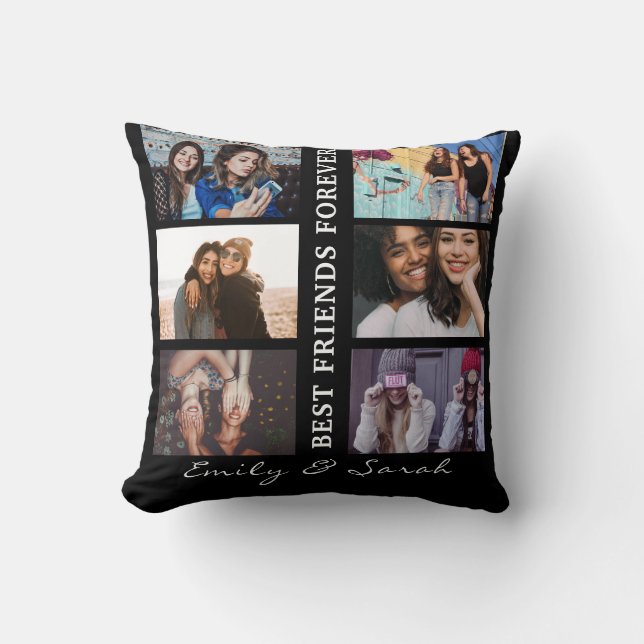 Best Friend Forever Custom 6 Photo collage & Name Cushion (Front)