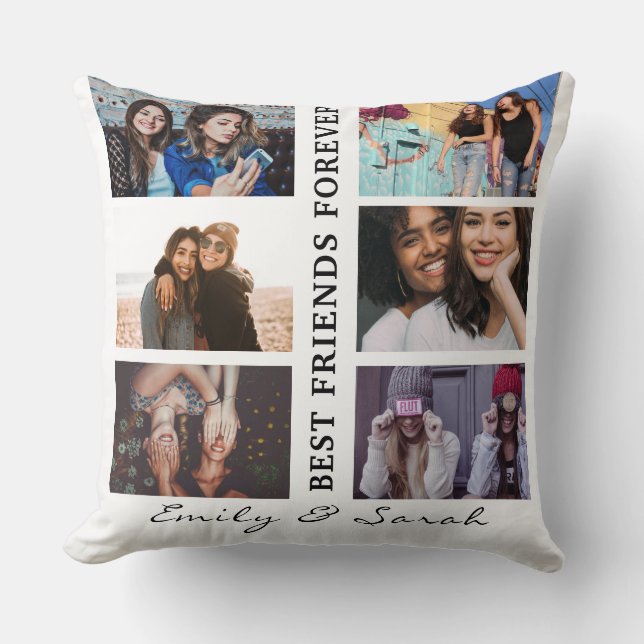 Best Friend Forever Custom 6 Photo collage & Name Cushion (Front)