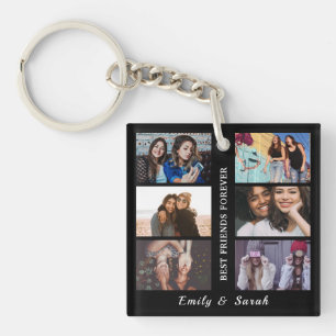 Best Friend Forever Custom 6 Photo collage & Name  Key Ring