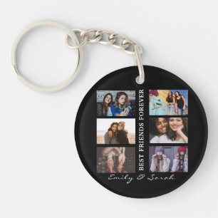 Best Friend Forever Custom 6 Photo collage & Name Key Ring
