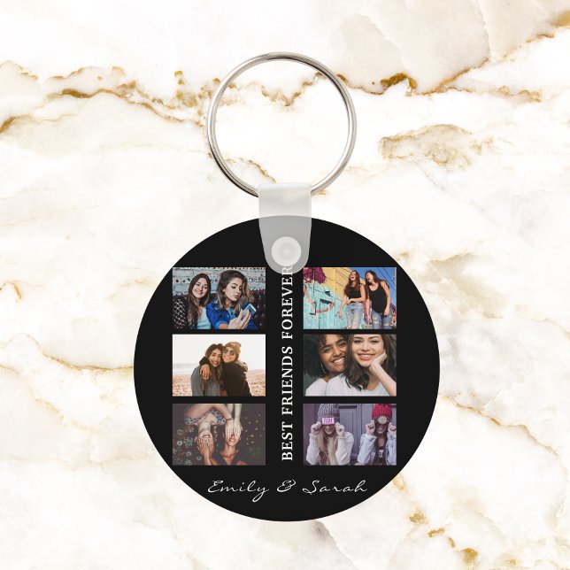 Best Friend Forever Custom 6 Photo collage & Name Key Ring (Creator Uploaded)