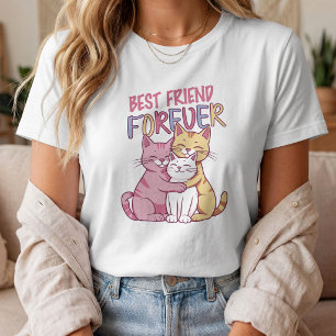 Best Friend Forever Cute Cats Typography T-Shirt