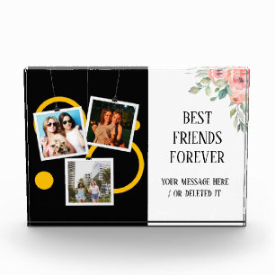 Best Friend Forever, personalised 3 Photo Collage Block