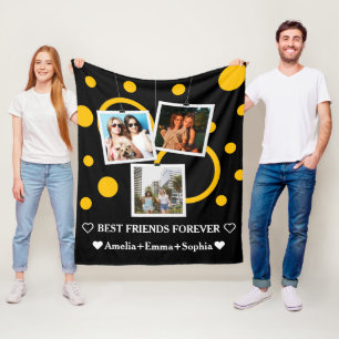 Best Friend Forever, personalised 3 Photo & names Fleece Blanket