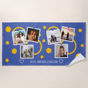 Best Friend Forever, personalised 6 Photo Collage Beach Towel