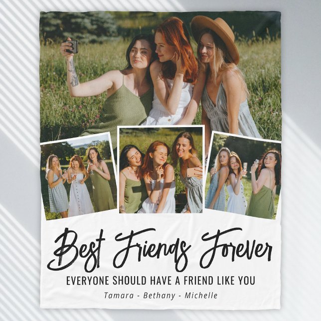 Best Friend Forever Photo Collage Fleece Blanket (Creator Uploaded)