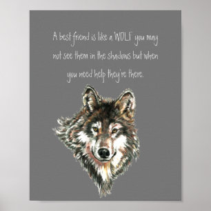 Best Friend Inspirational Quote Wolf, Wolves  Post Poster