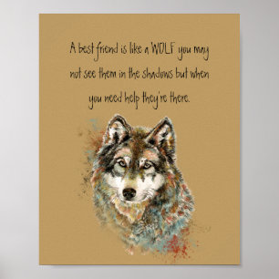 Best Friend Inspirational Quote Wolf, Wolves  Post Poster