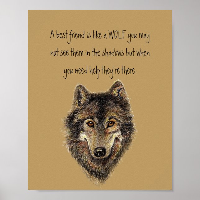 Best Friend Inspirational Quote Wolf, Wolves  Poster (Front)
