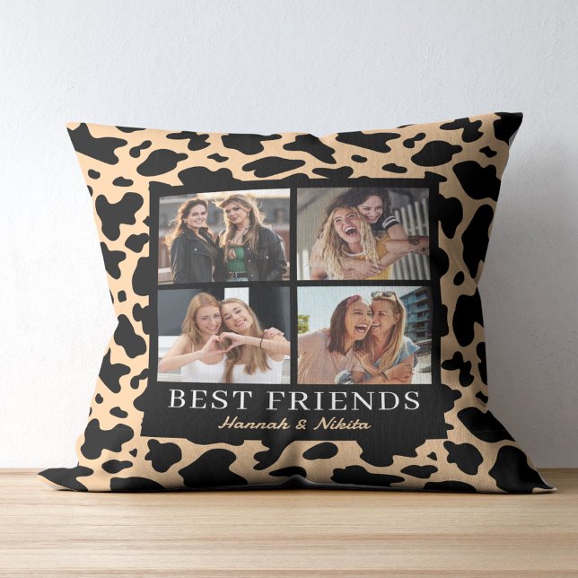 Best Friend Keepsake Photo Collage Animal Print Cushion (Creator Uploaded)