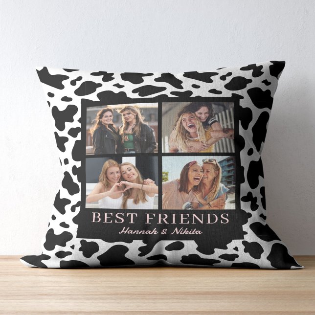 Best Friend Keepsake Photo Collage Animal Print Cushion (Creator Uploaded)