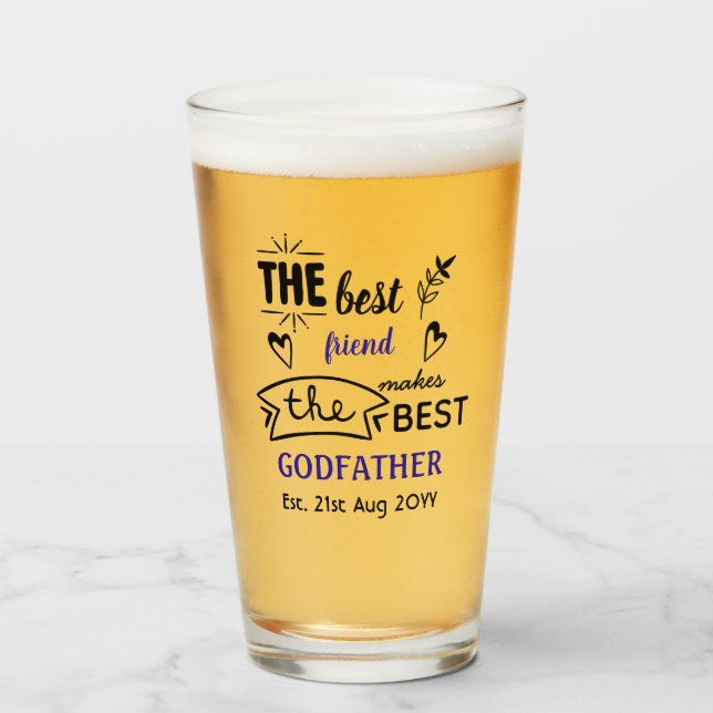 Best Friend Makes BEST GODFATHER - Personalised Glass (Front Filled)