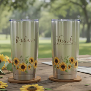 Best Friend Mug Sunflower Border Insulated Tumbler