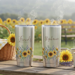 Best Friend Mug Sunflower Border Insulated Tumbler