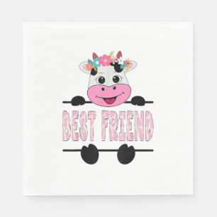 Best Friend Of The Birthday Girl Cow Friend Family Napkin