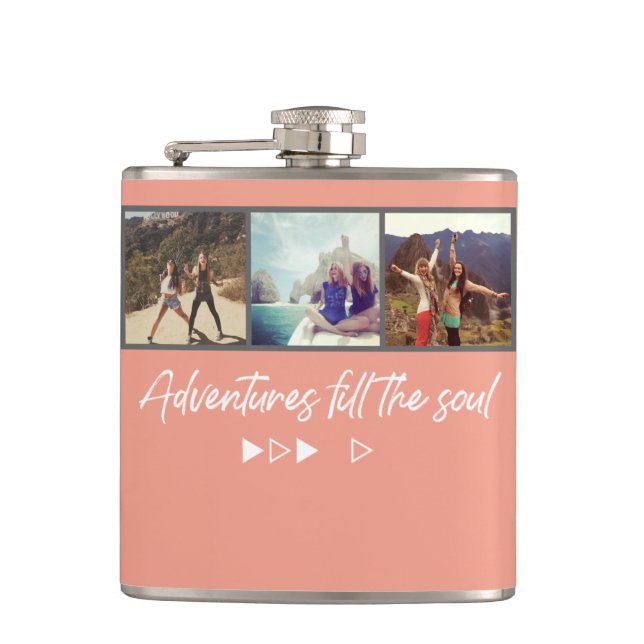 Best Friend Photo "Adventures fill the soul" Flask (Front)