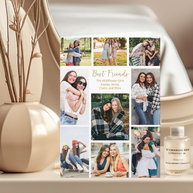 Best Friend Photo Collage Customisable Message Card (Creator Uploaded)